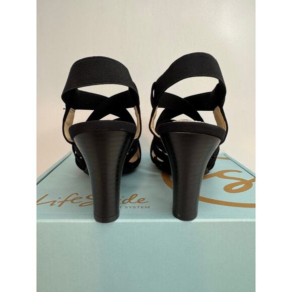 LifeStride Charlotte Black Slingback Block Heel Sandals Size 6.5W - Picture 7 of 13